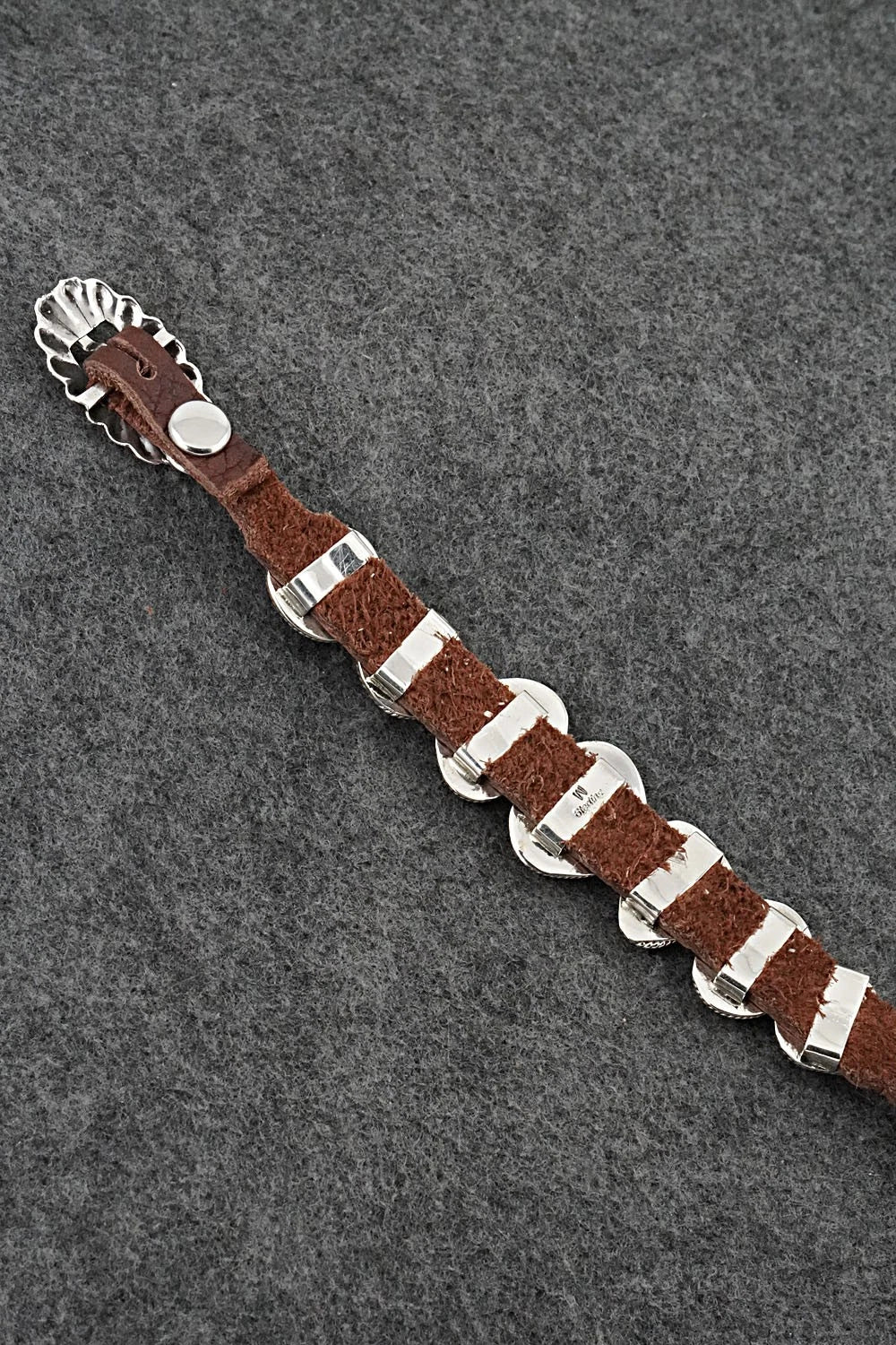 Turquoise, Spiny Oyster, Sterling Silver & Leather Bracelet - Marlene Ramone