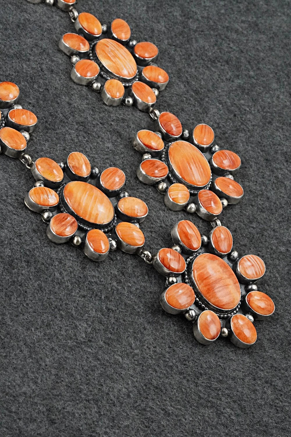 Spiny Oyster & Sterling Silver Necklace and Earrings Set - Darrin Livingston