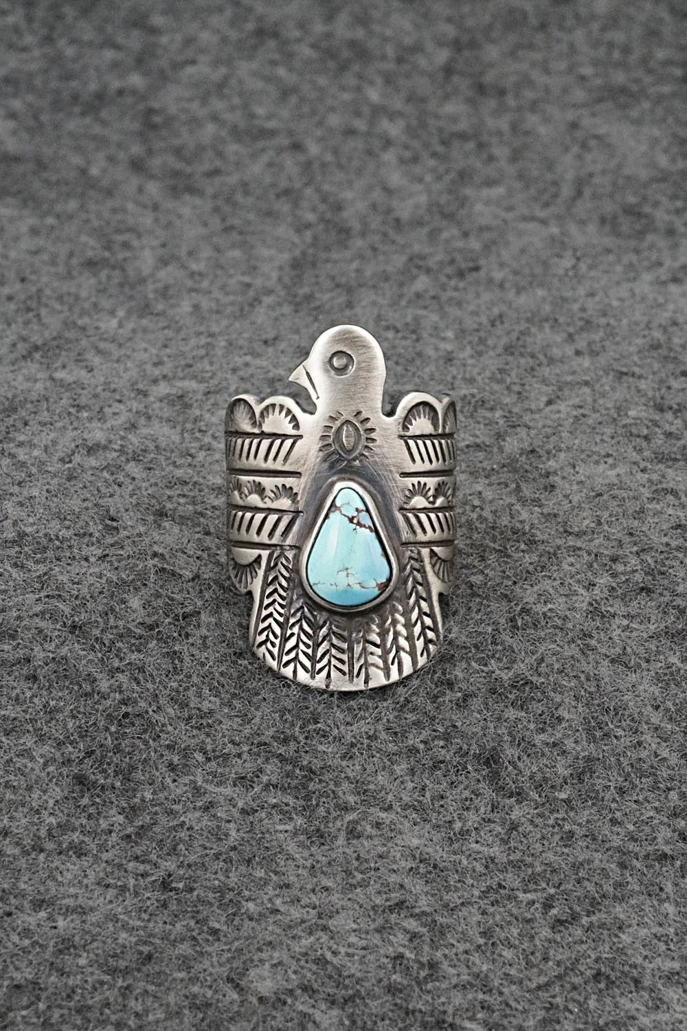 Turquoise and Sterling Silver Ring - Raymond Coriz - Size 8.5