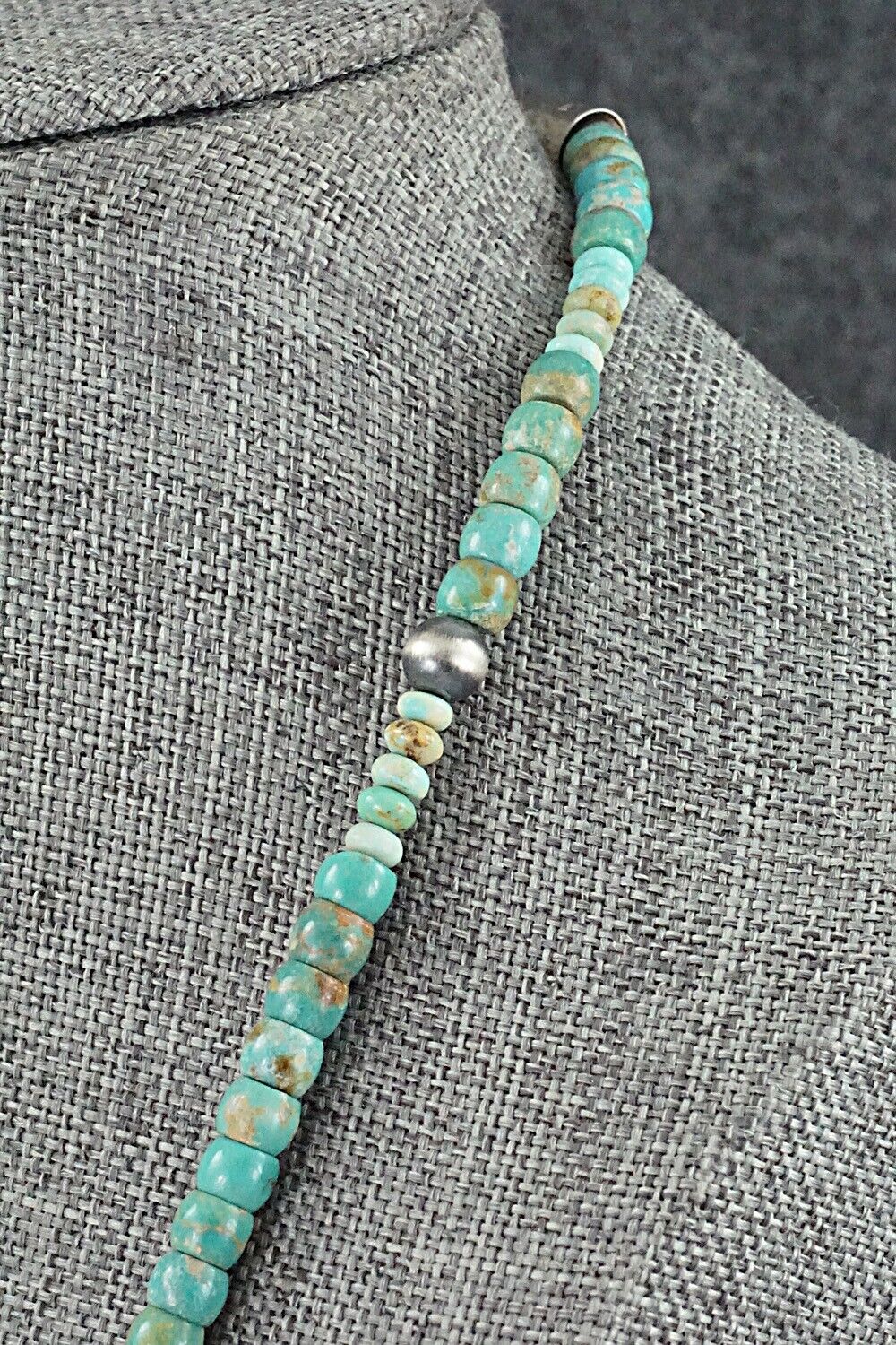 Turquoise & Sterling Silver Necklace 18" - Doreen Jake