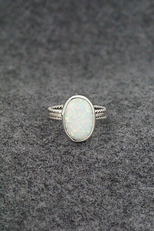 Opalite & Sterling Silver Ring - Isabelle Yazzie - Size 8.75