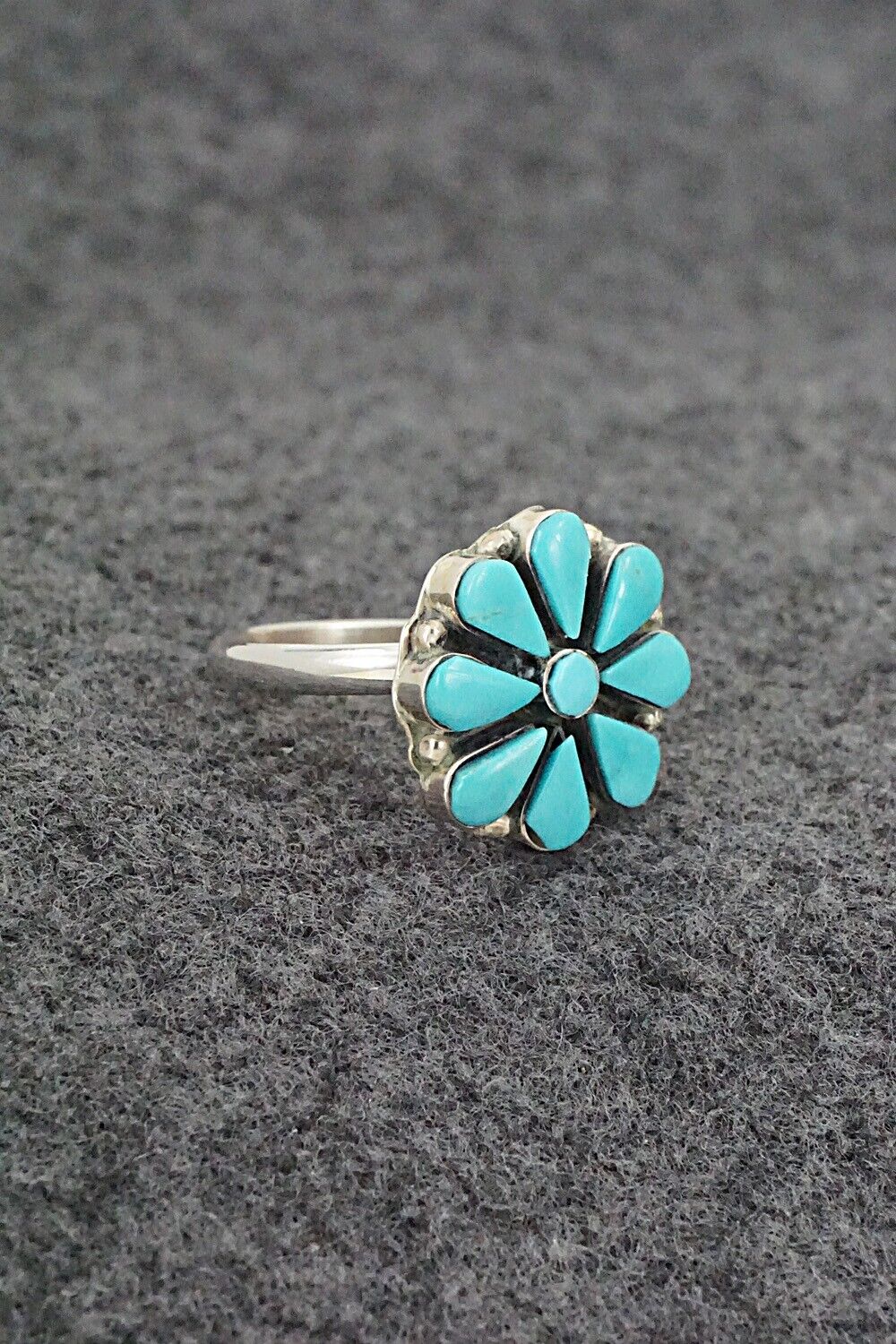 Turquoise & Sterling Silver Ring - Rose Kanteena - Size 7.25