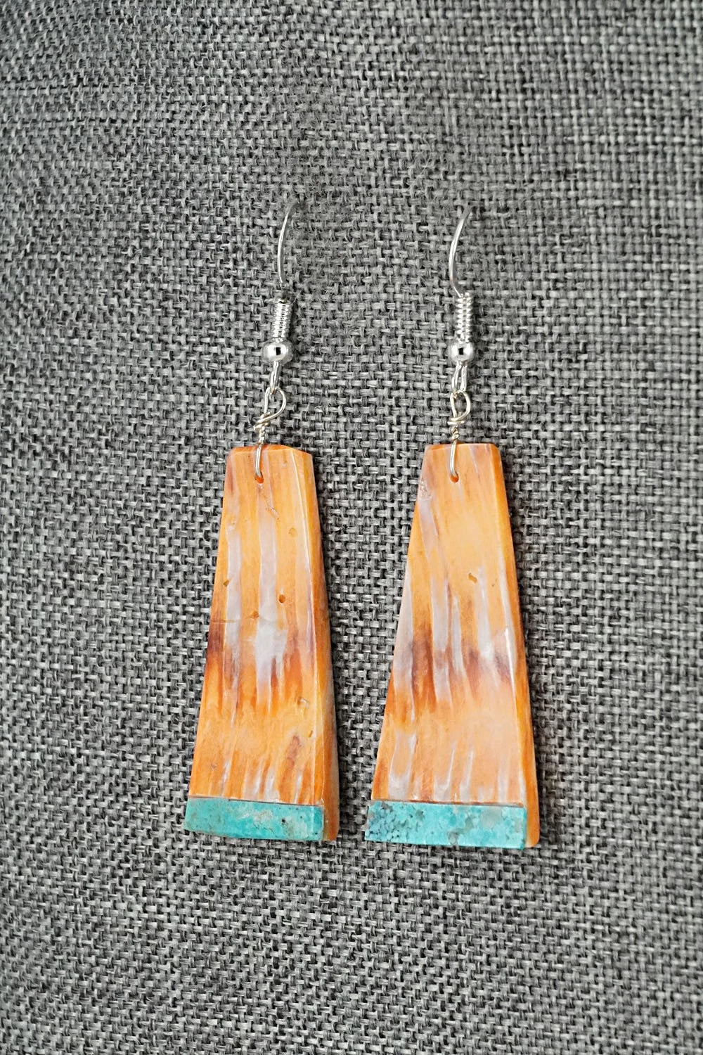 Spiny Oyster, Turquoise & Sterling Silver Earrings - Louise Pete