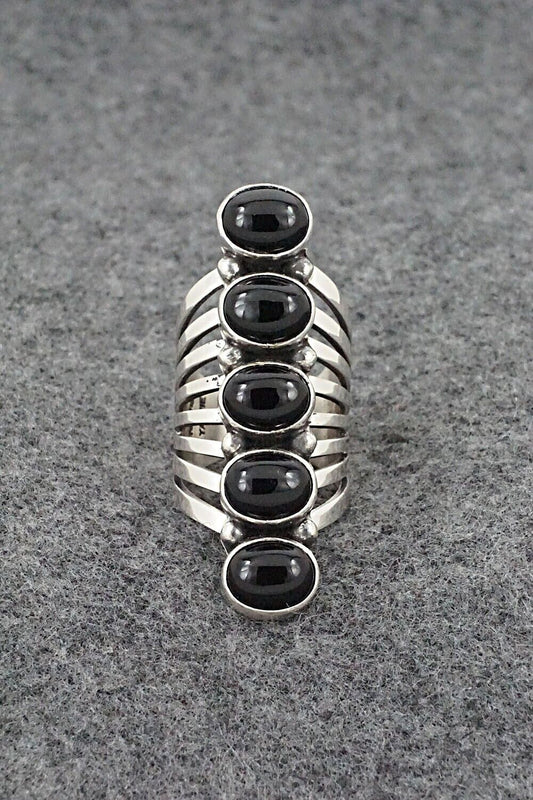 Onyx & Sterling Silver Ring - Thomas Yazzie - Size 7