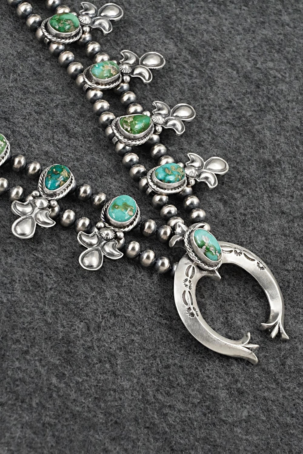 Turquoise & Sterling Silver Squash Blossom Set - Adrienne Gordon
