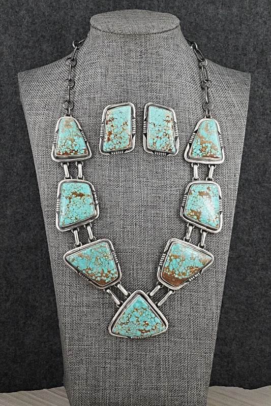 Turquoise & Sterling Silver Necklace and Earrings Set - Paul Livingston