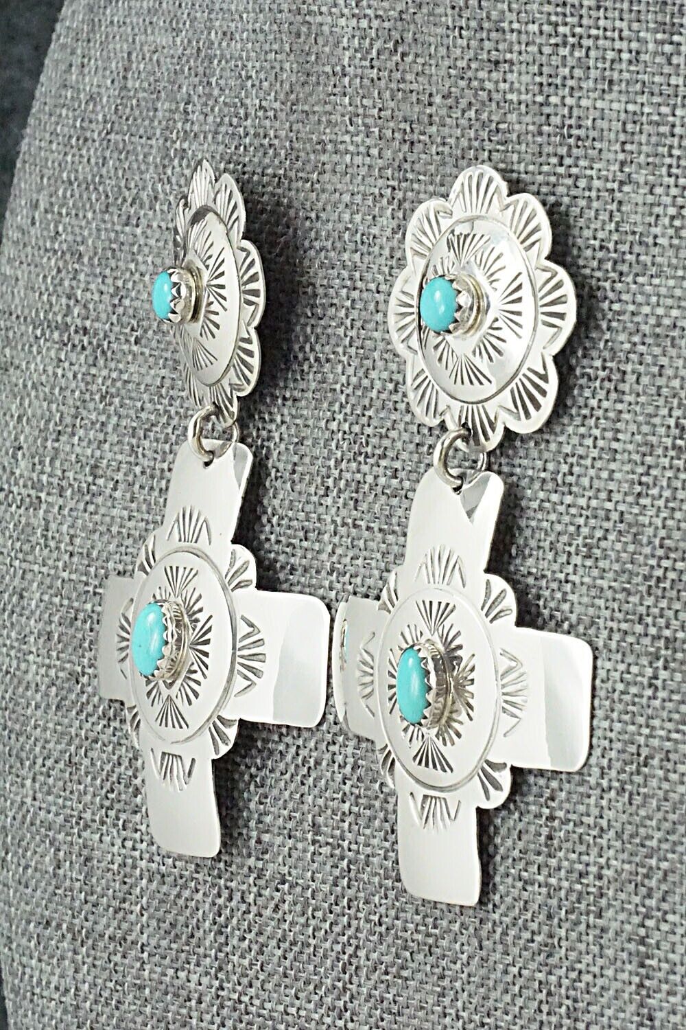 Turquoise and Sterling Silver Earrings - Bertha Begay