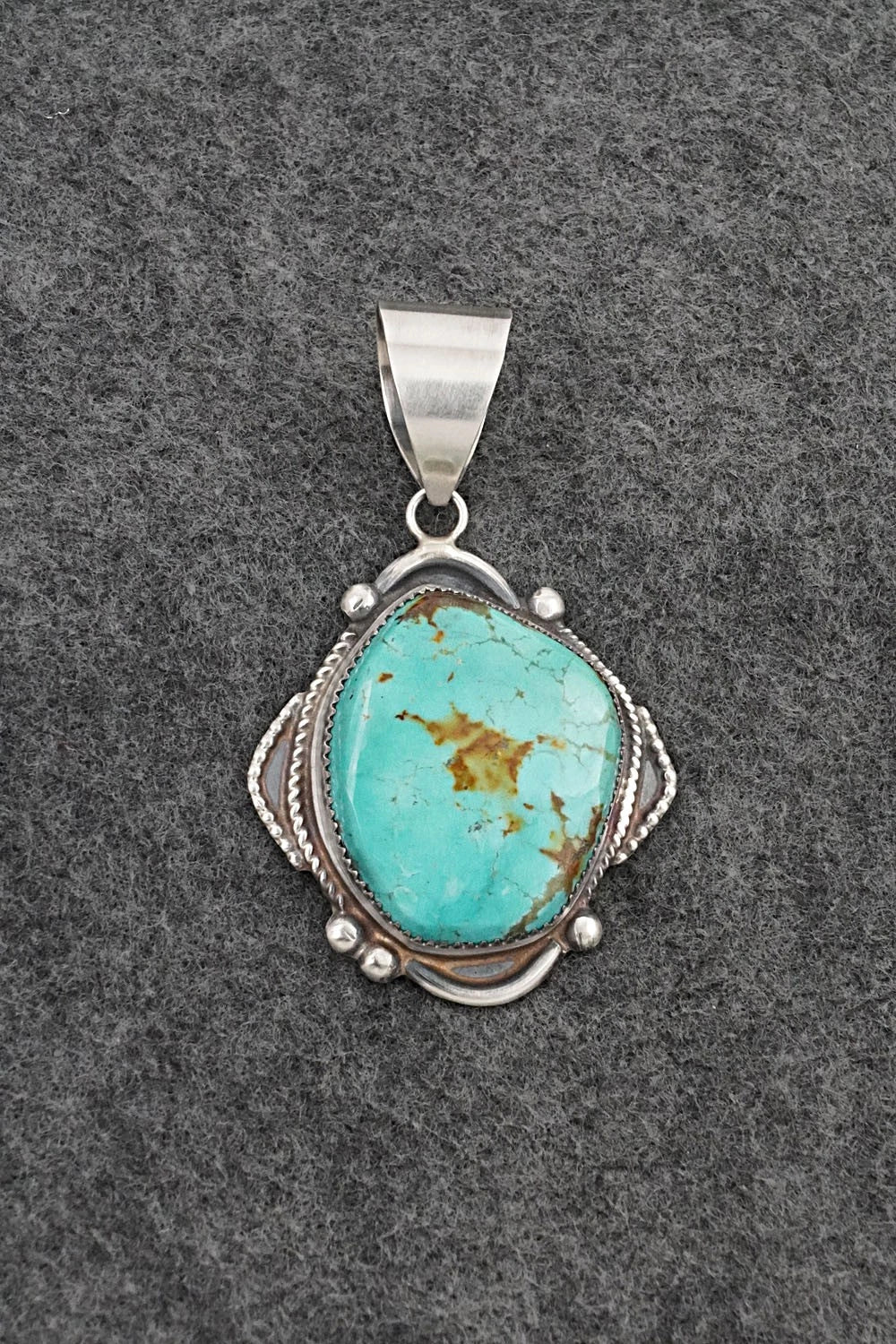 Turquoise & Sterling Silver Pendant - Leslie Nez