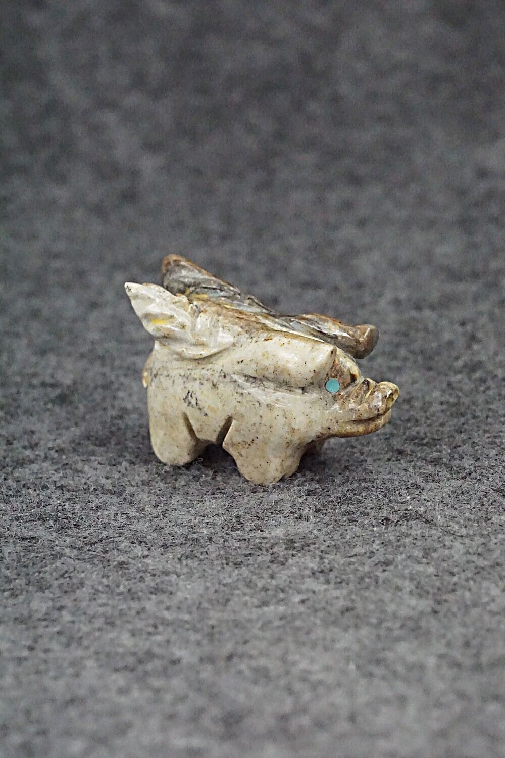 Pig With Wings Zuni Fetish Carving - Stanton Hanaweeka