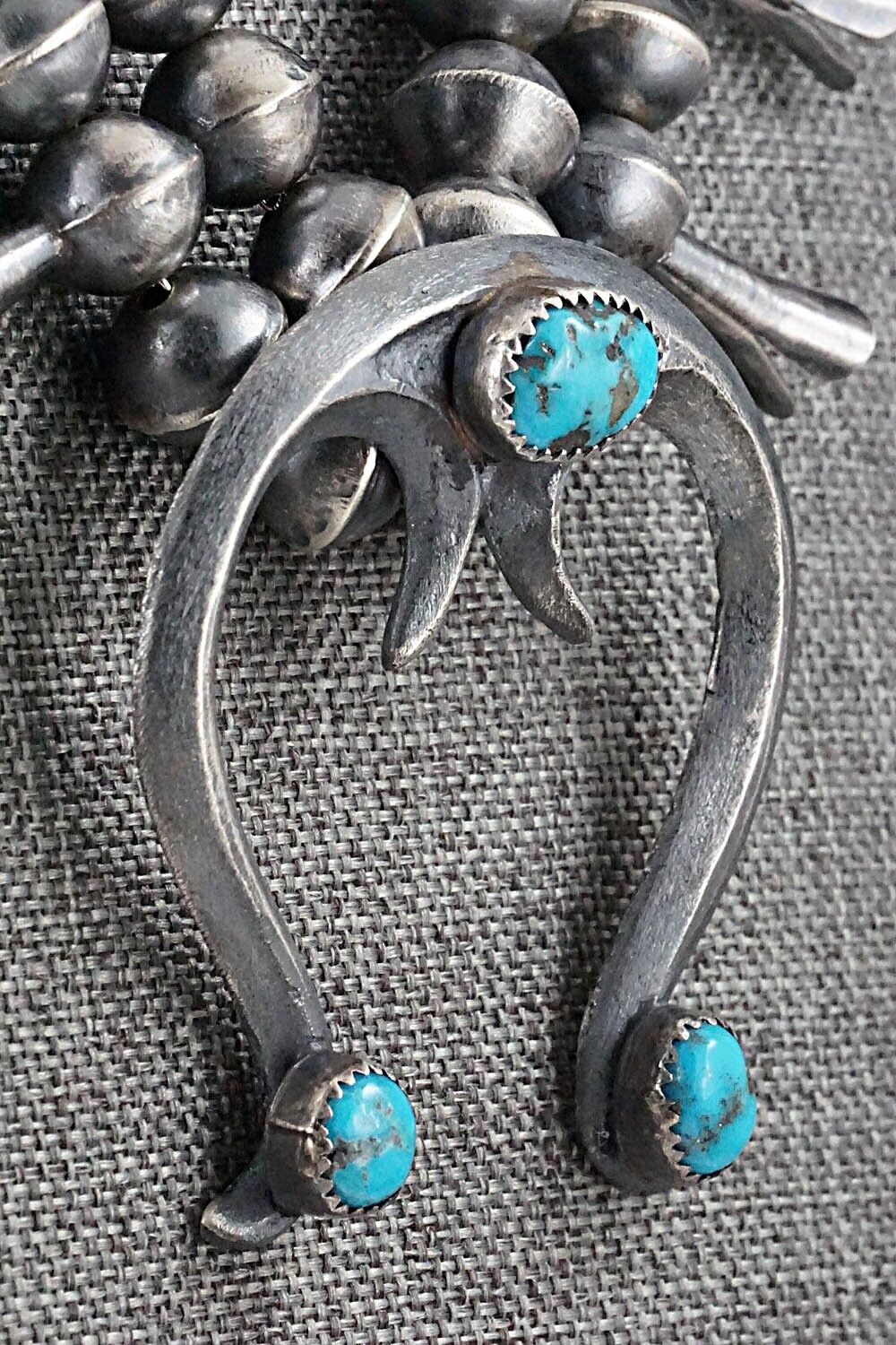 Turquoise & Sterling Silver Squash Blossom Set - Gilbert Martin
