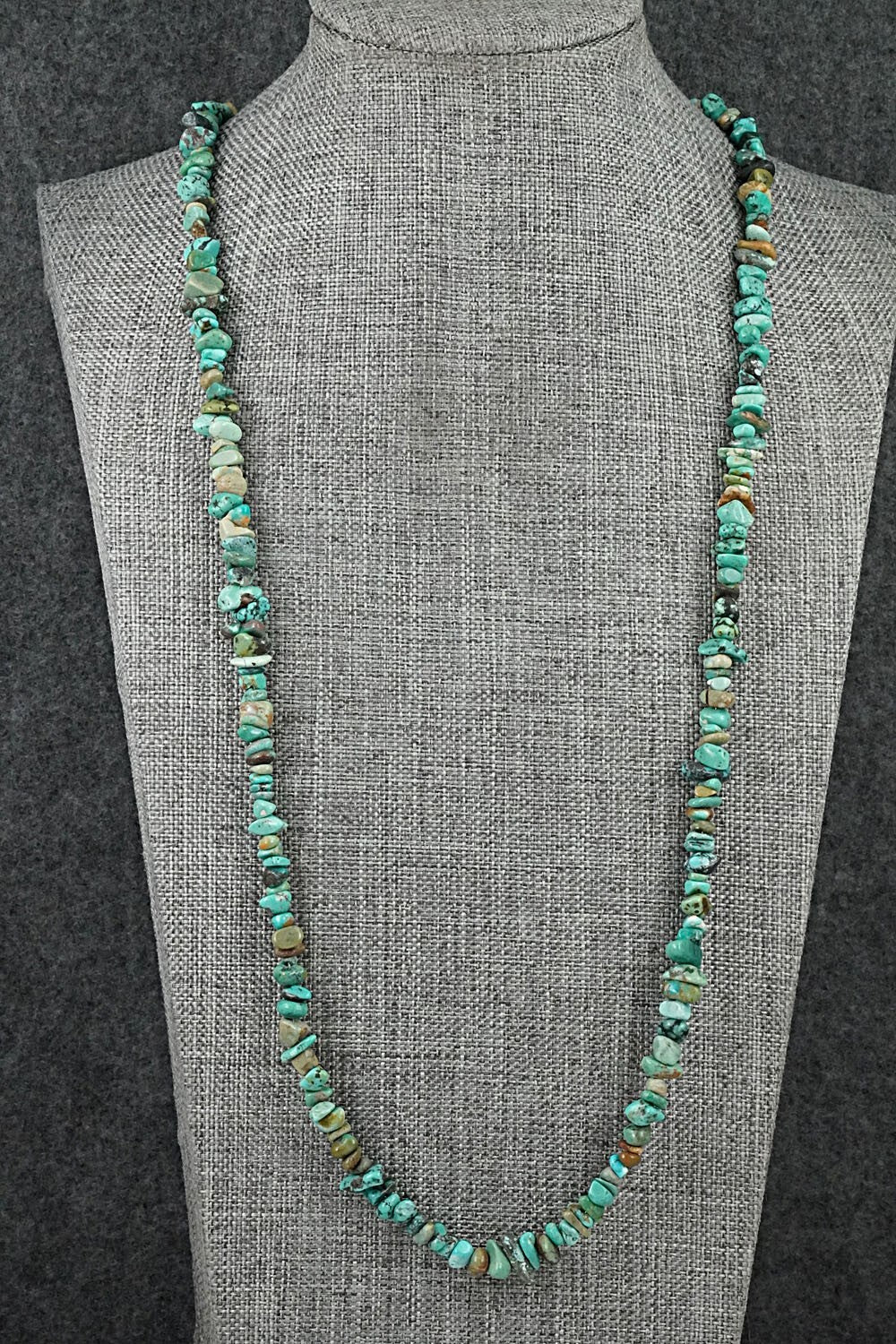 Turquoise & Sterling Silver Necklace 38" - Doreen Jake