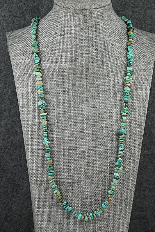Turquoise & Sterling Silver Necklace 38" - Doreen Jake