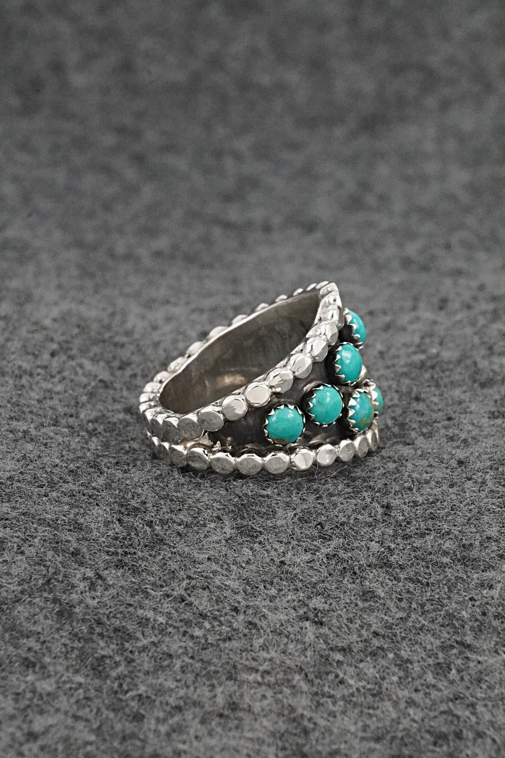 Turquoise & Sterling Silver Ring - Kenny Lonjose - Size 8.5