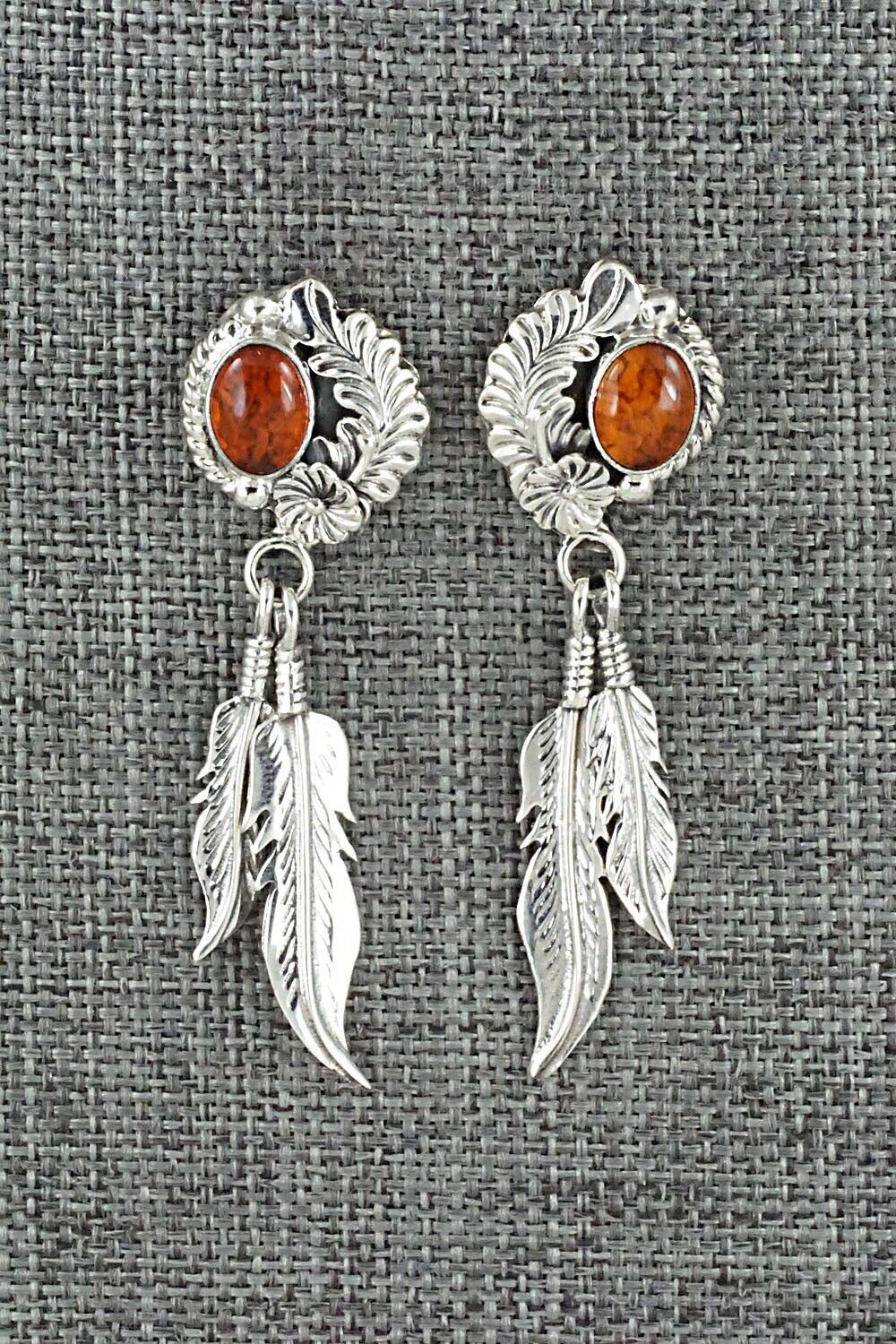 Amber & Sterling Silver Earrings - Annie Spencer