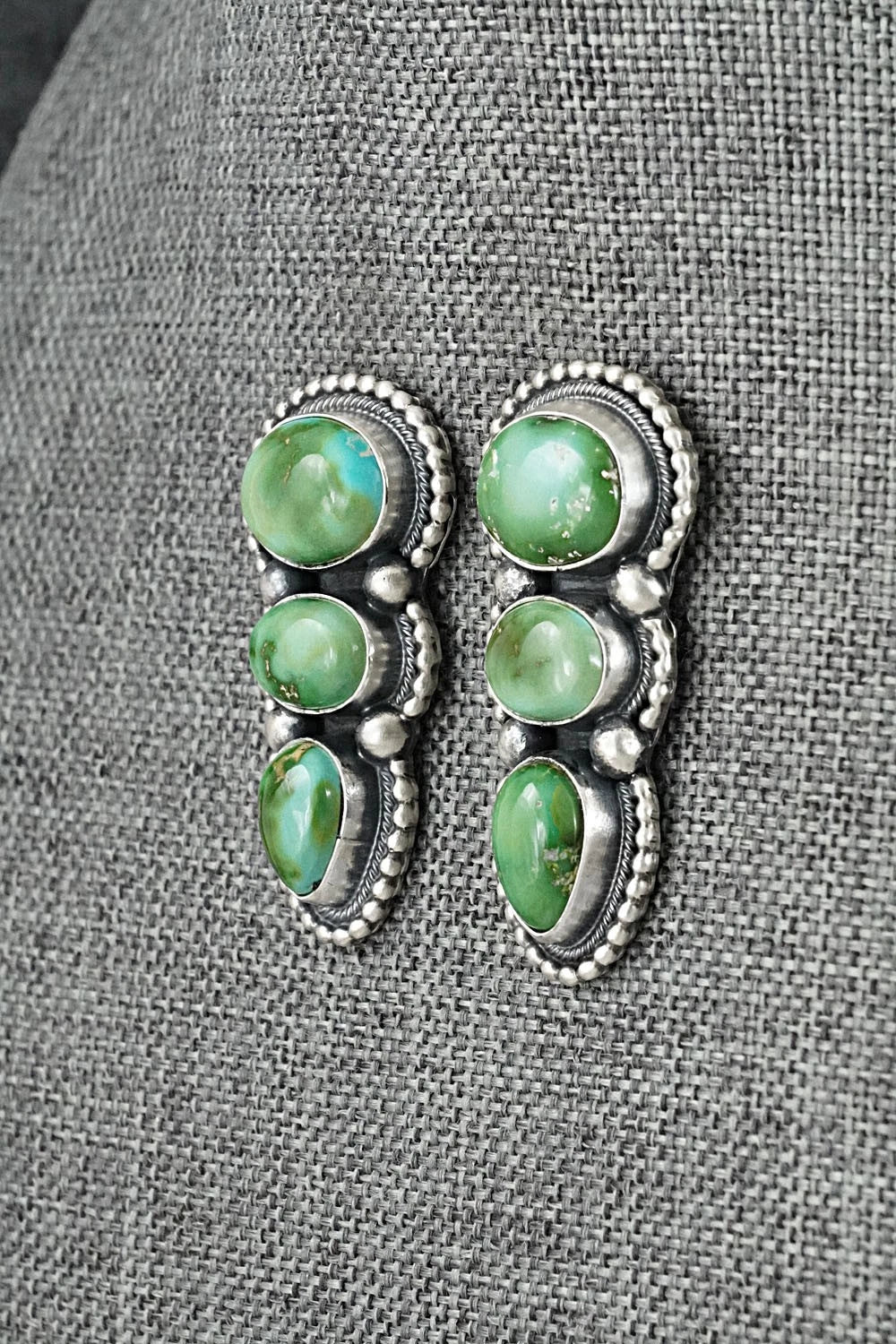 Turquoise & Sterling Silver Necklace and Earrings Set - Darrin Livingston