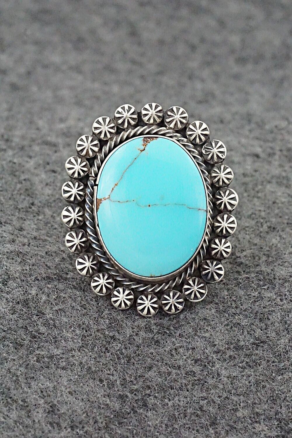 Turquoise & Sterling Silver Ring - Paul Livingston - Size 9