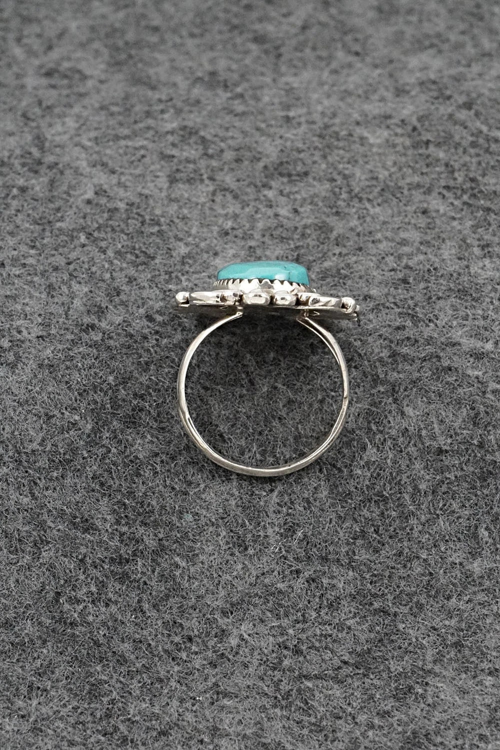 Turquoise & Sterling Silver Vintage Ring - Size 7.5