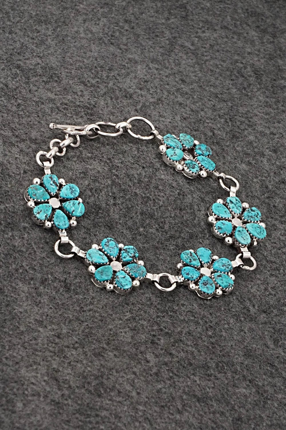 Turquoise & Sterling Silver Link Bracelet - Anthony Brown