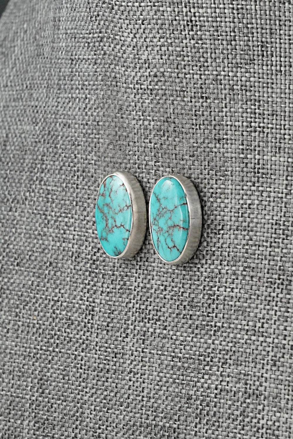 Turquoise & Sterling Silver Earrings - Eugene Gruber