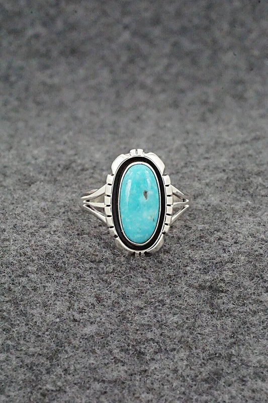 Turquoise & Sterling Silver Ring - Amos Begay - Size 7.5