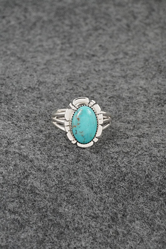 Turquoise & Sterling Silver Ring - Leona Delgarito - Size 6.25