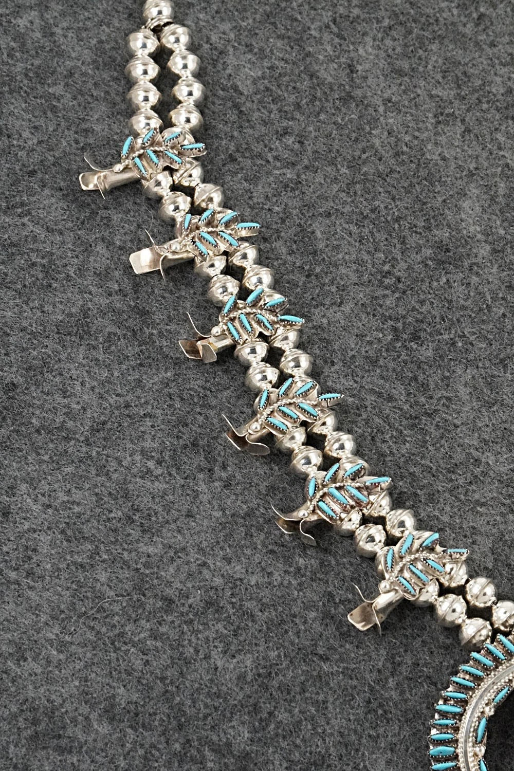 Turquoise & Sterling Silver Squash Blossom Set - Lorna Mahkee