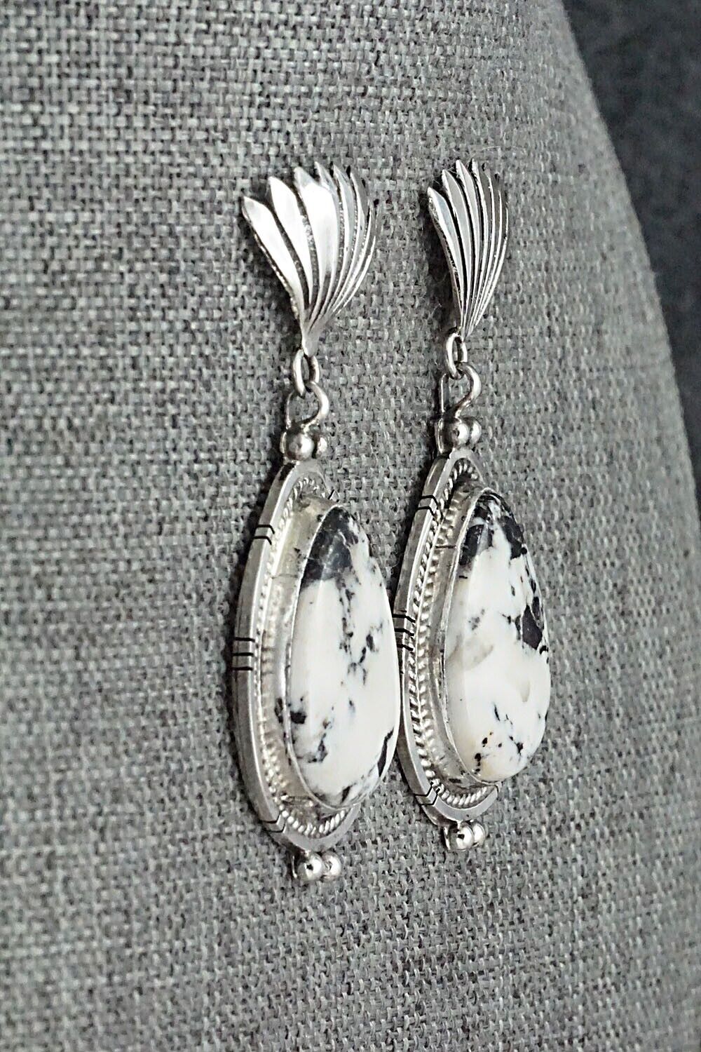 White Buffalo & Sterling Silver Earrings - Annie Spencer