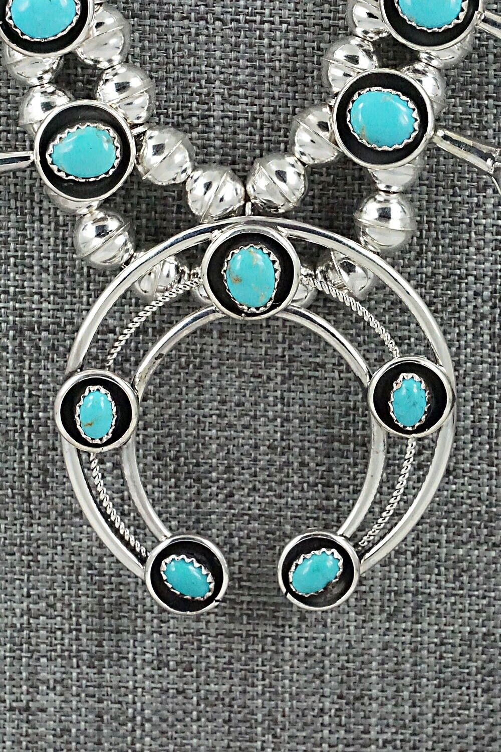 Turquoise & Sterling Silver Squash Blossom Set - Phil Garcia