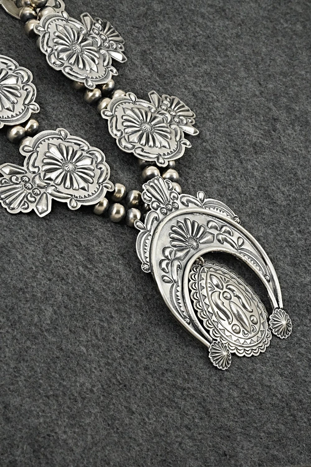 Sterling Silver Squash Blossom Necklace - Terry Charlie