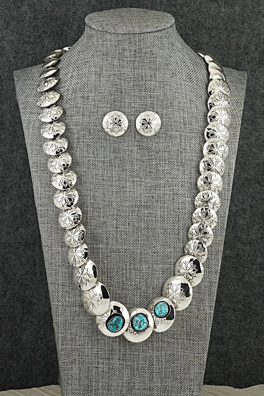 Turquoise & Sterling Silver Necklace and Earrings Set - Tim Thompson