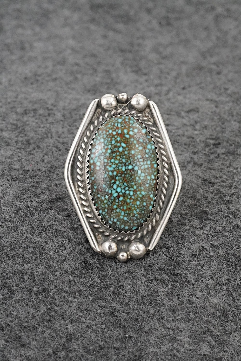 Turquoise & Sterling Silver Ring - Leslie Nez - Size 6.5