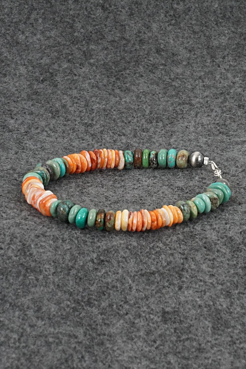 Turquoise, Spiny Oyster & Sterling Silver Bracelet - Doreen Jake