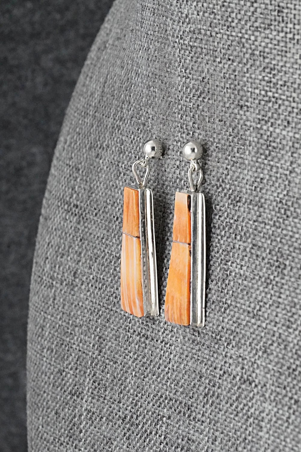 Spiny Oyster & Sterling Silver Earrings - Brenda Pete