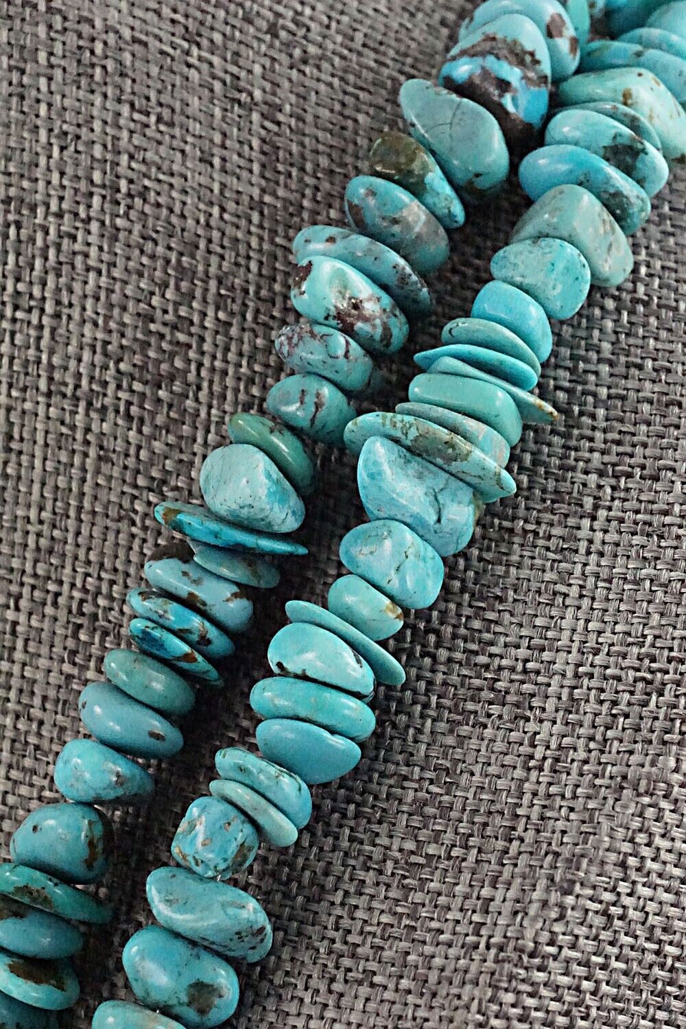 Turquoise & Sterling Silver Necklace 51" - Doreen Jake