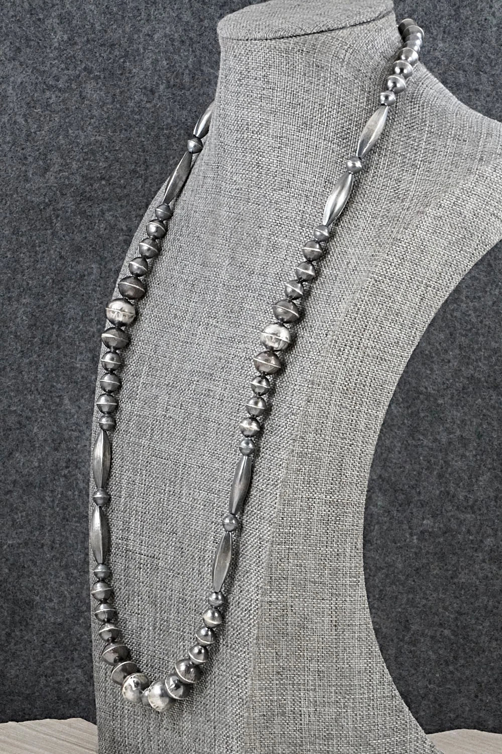 Sterling Silver Navajo Pearl Necklace 26" - Vintage
