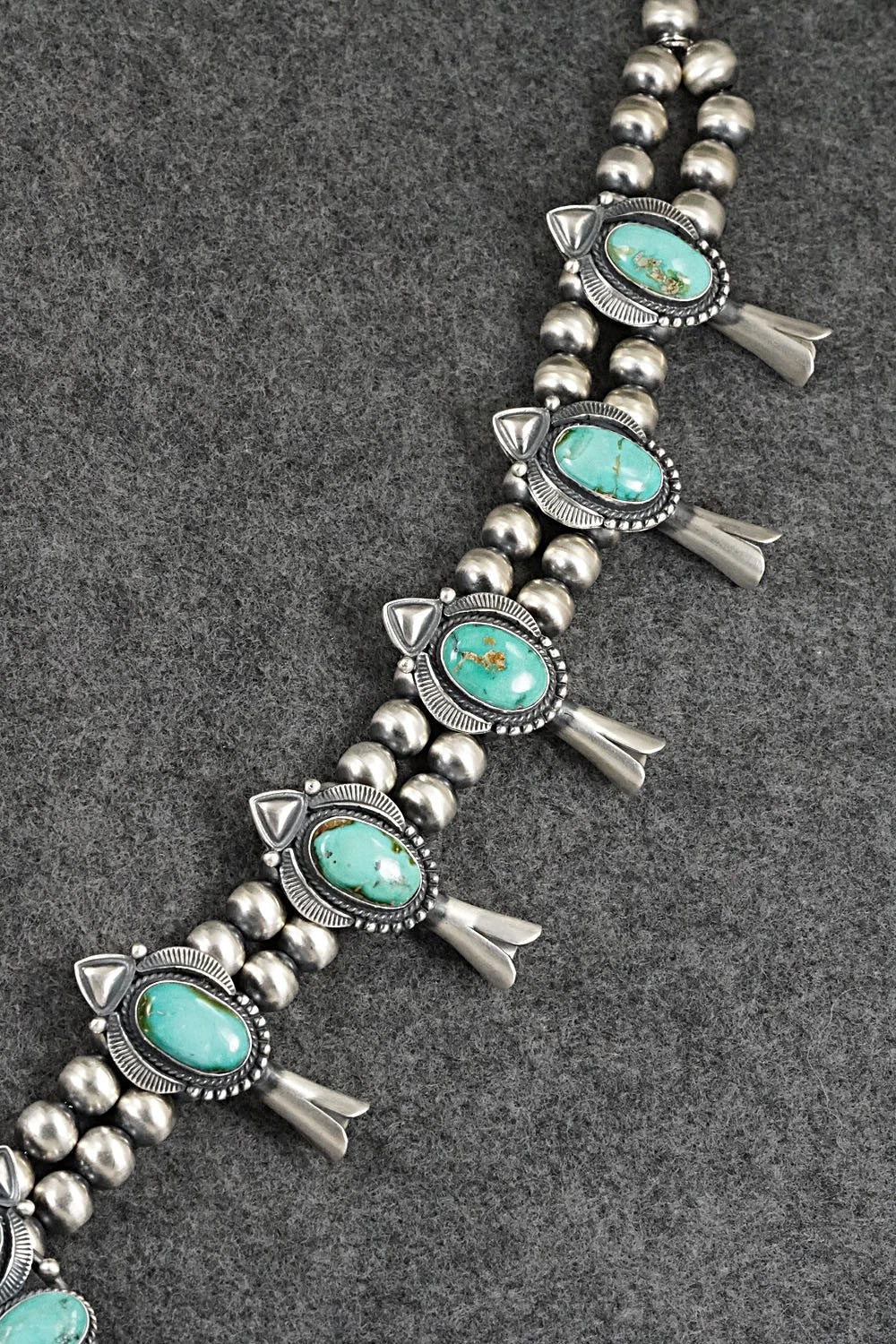 Turquoise & Sterling Silver Squash Blossom Set - Derrick Gordon