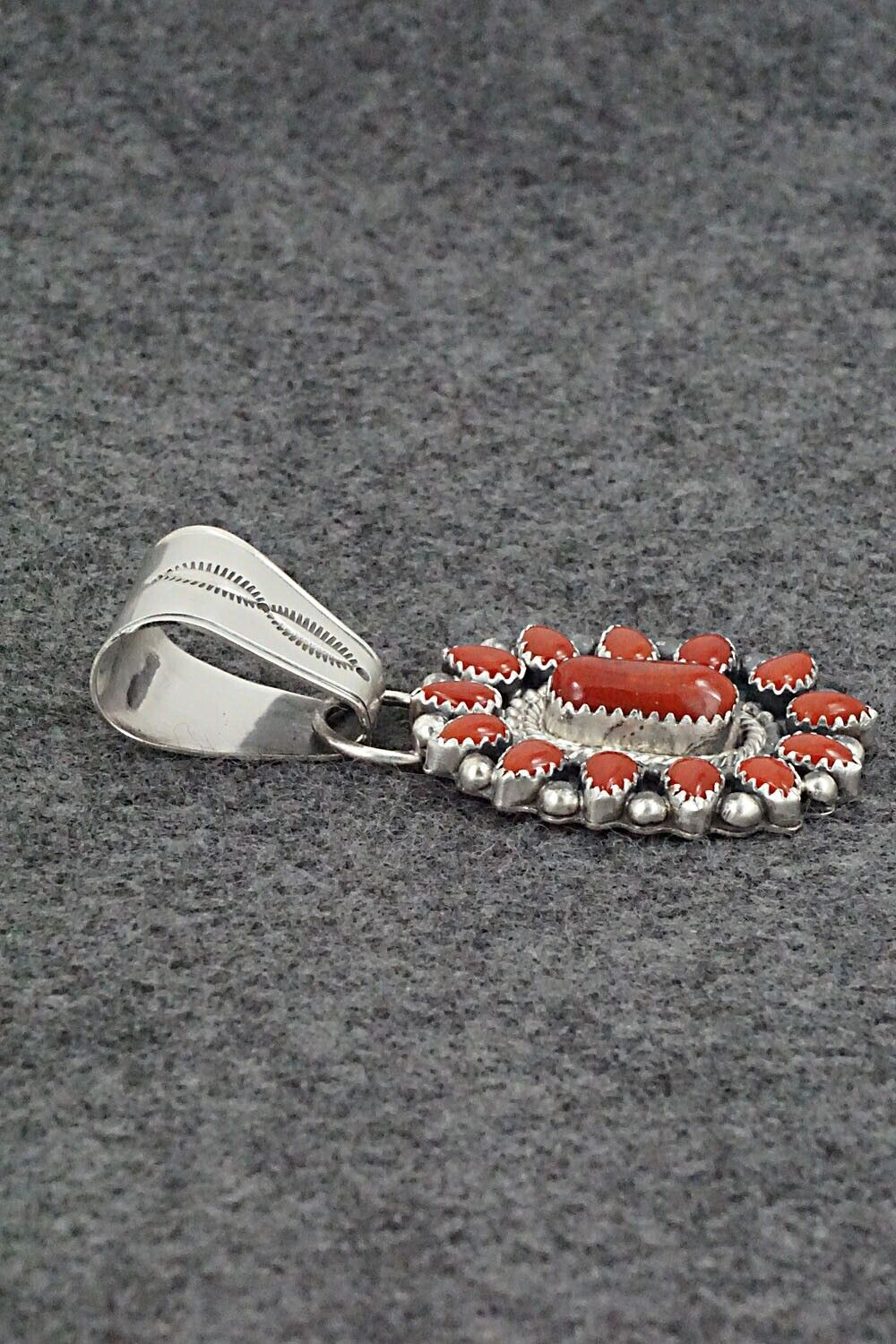 Coral & Sterling Silver Pendant - Tom Lewis