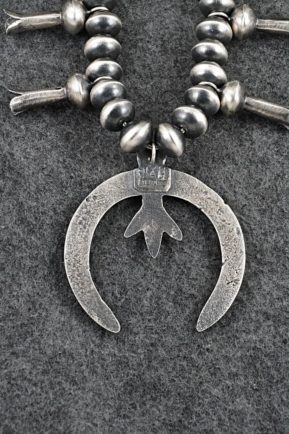 Sterling Silver Navajo Pearl Squash Blossom Necklace - Presley Haley
