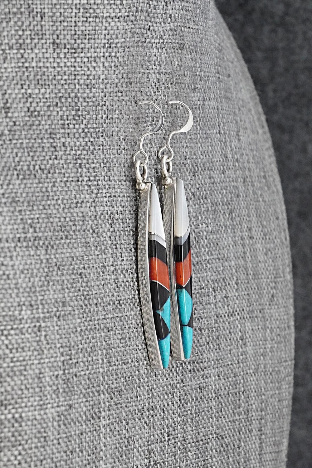 Multi-Stone Inlay & Sterling Silver Earrings - Cleo Kallestewa