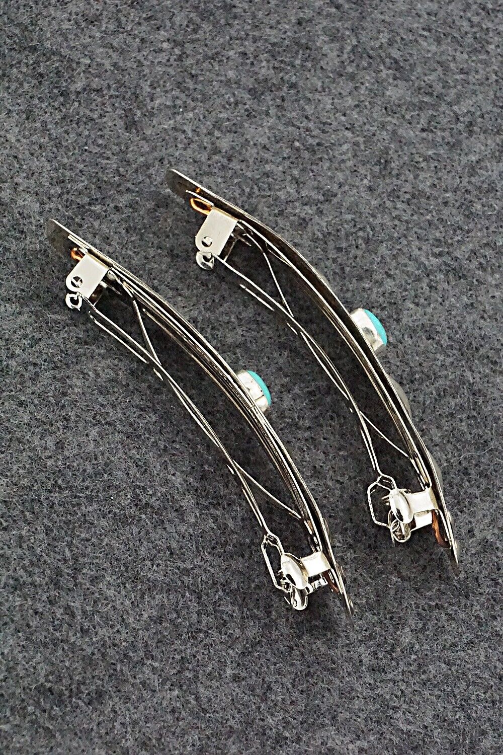 Turquoise & Sterling Silver Hair Barrettes - Jennie Blackgoat