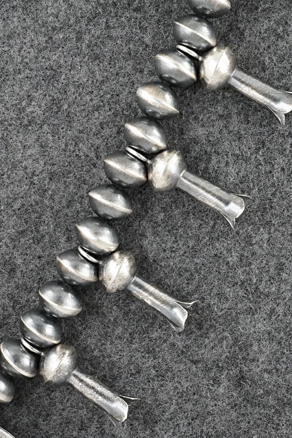 Turquoise & Sterling Silver Navajo Pearl Squash Blossom Necklace - Presley Haley