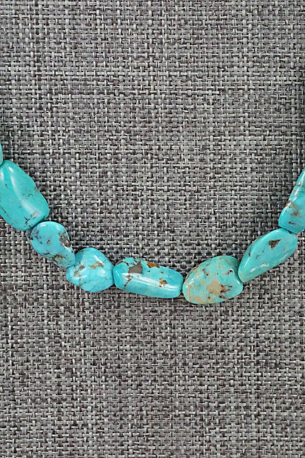Turquoise & Sterling Silver Necklace 49" - Doreen Jake
