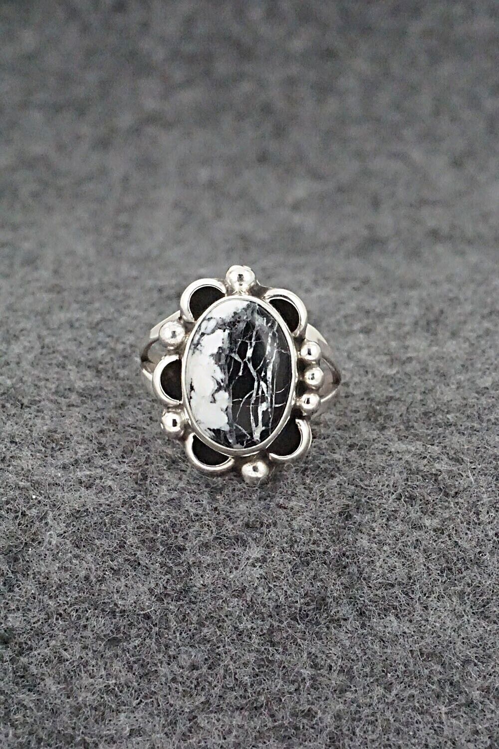 White Buffalo & Sterling Silver Ring - Priscilla Smith - Size 6.75
