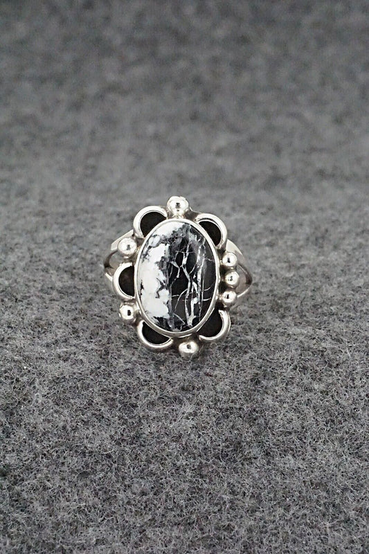 White Buffalo & Sterling Silver Ring - Priscilla Smith - Size 6.75