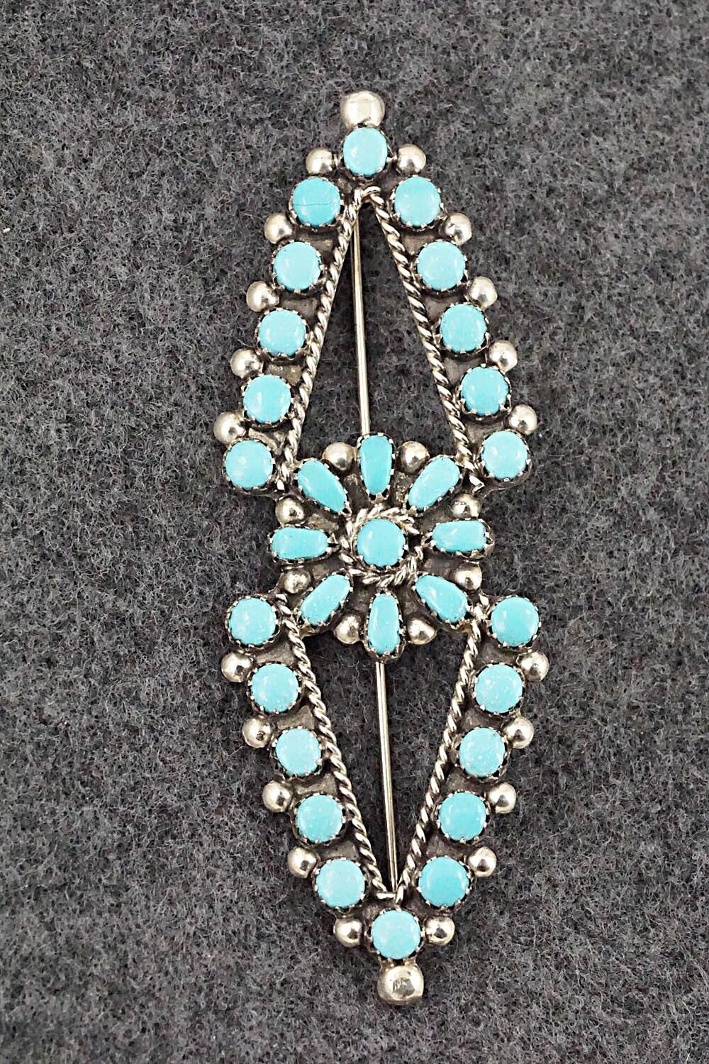 Turquoise & Sterling Silver Pin - E. Gchachu