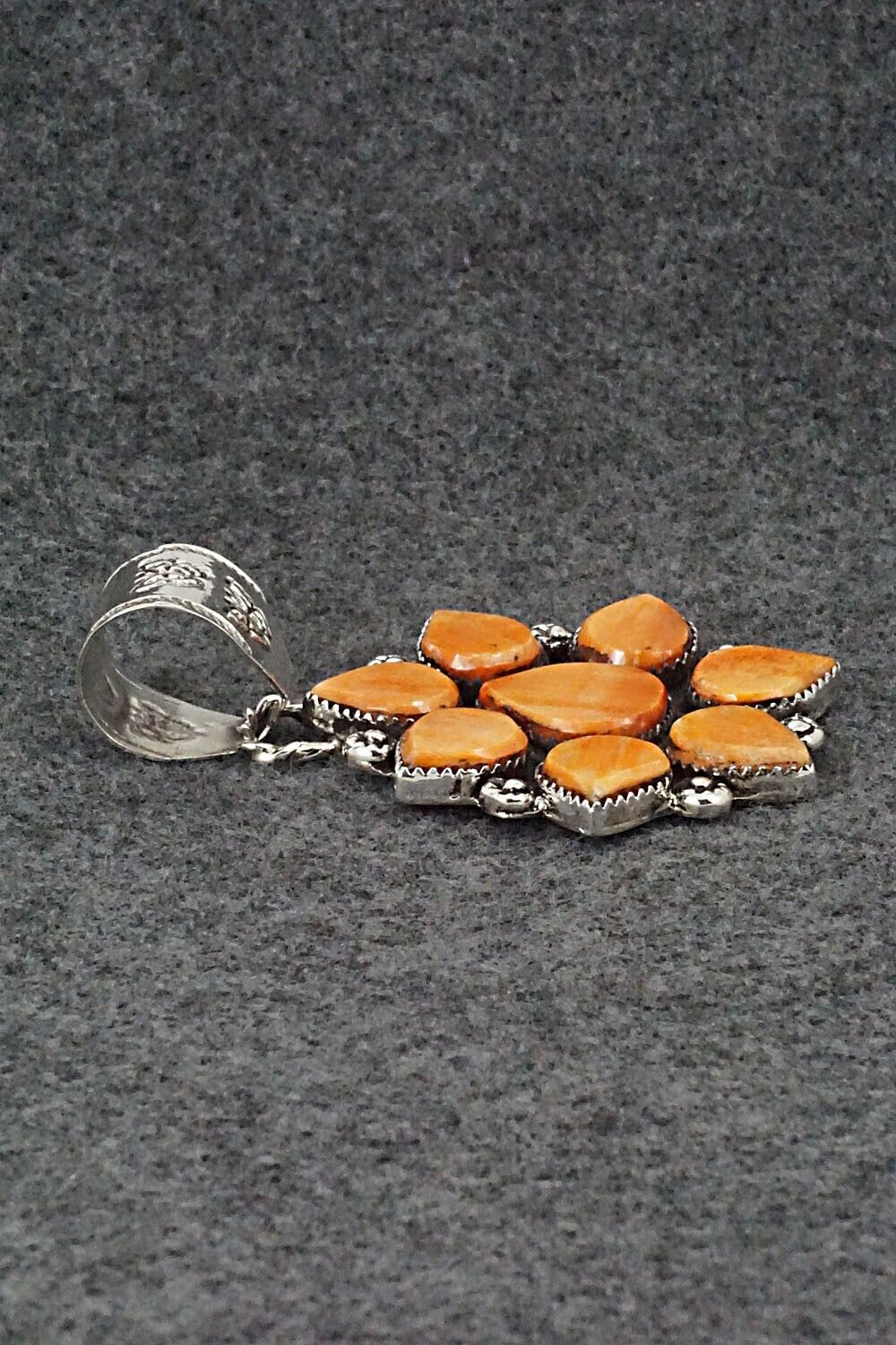 Spiny Oyster and Sterling Silver Pendant - Selina Warner