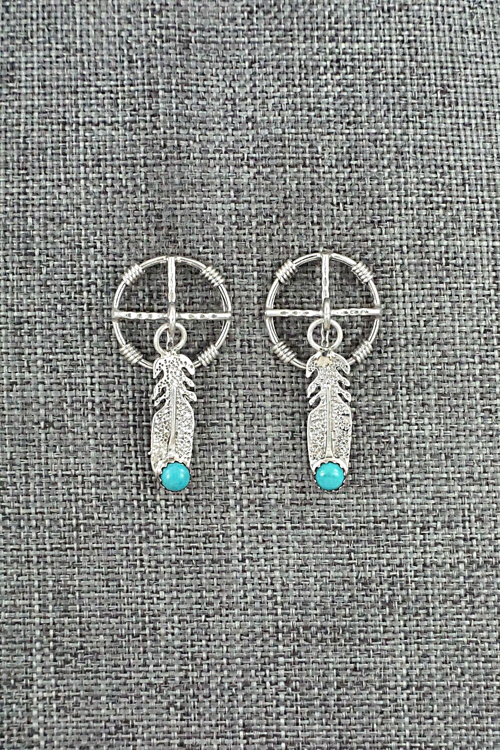 Turquoise and Sterling Silver Earrings - Kenny Lonjose