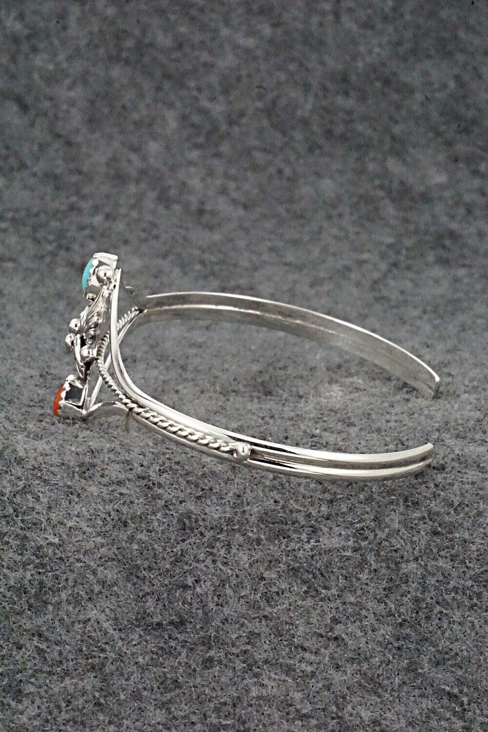 Turquoise, Coral & Sterling Silver Bracelet - William Begay