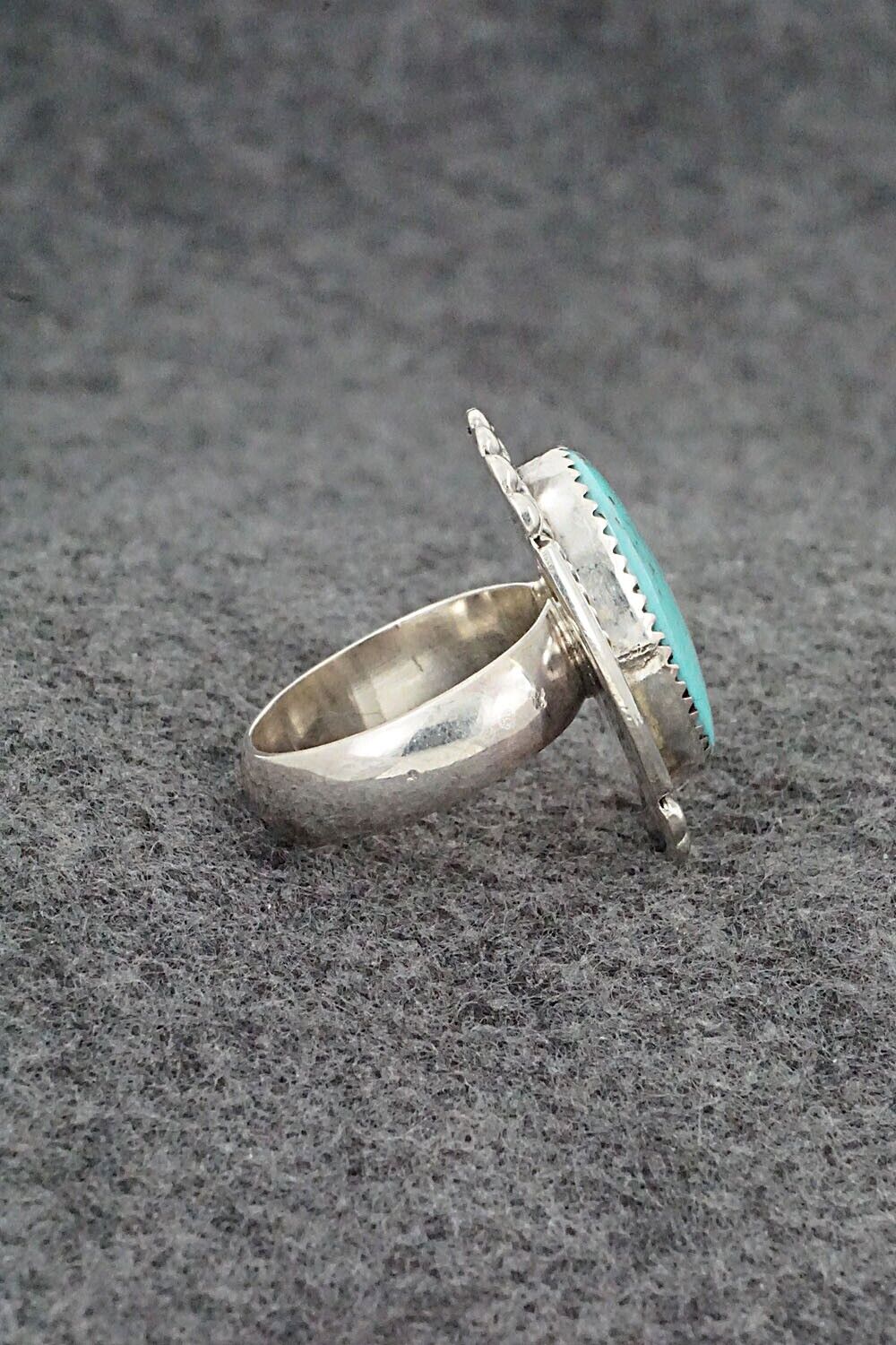 Turquoise & Sterling Silver Ring - Kenny Calavaza - Size 8.5