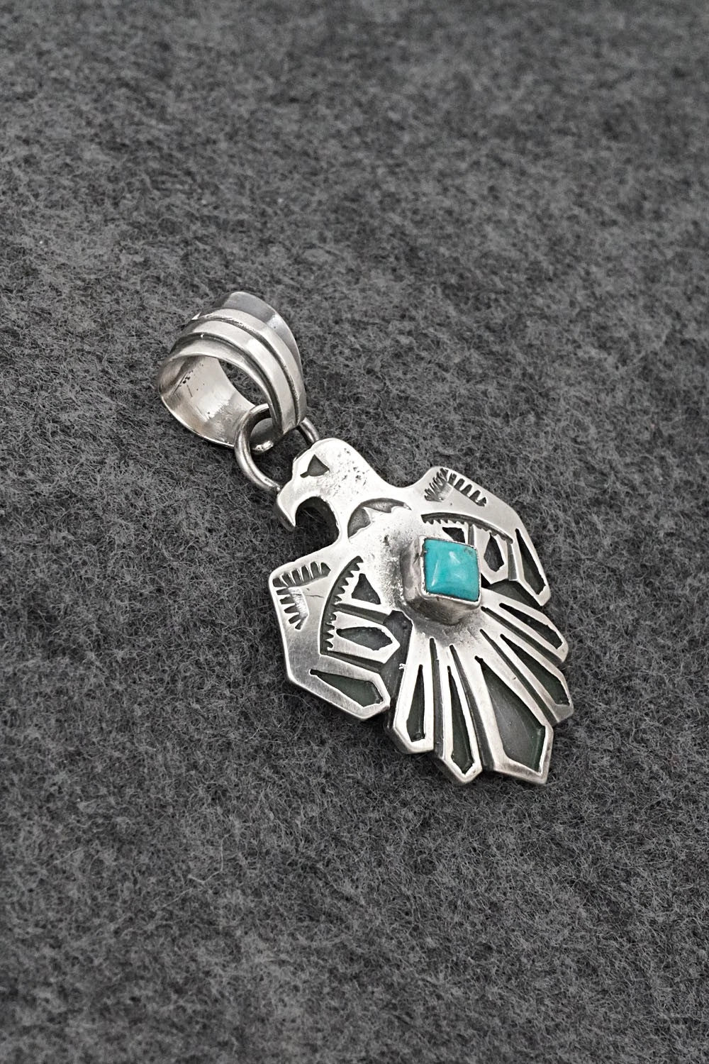 Turquoise & Sterling Silver Pendant - Jerold Joe